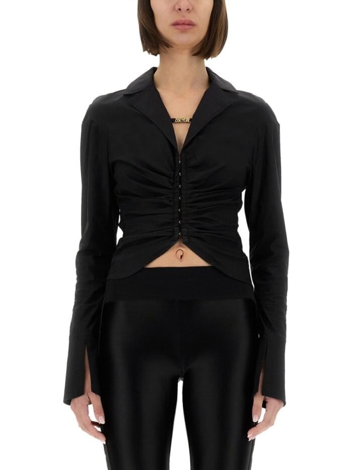 Versace Jeans Couture SHIRT WITH RUFFLES AND "INSTITUTIONAL LOGO"