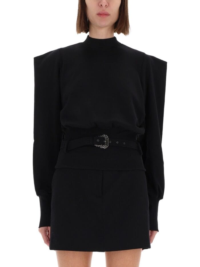 versace jeans couture sweatshirt with draped shoulders Versace Jeans Couture SWEATSHIRT WITH DRAPED SHOULDERS