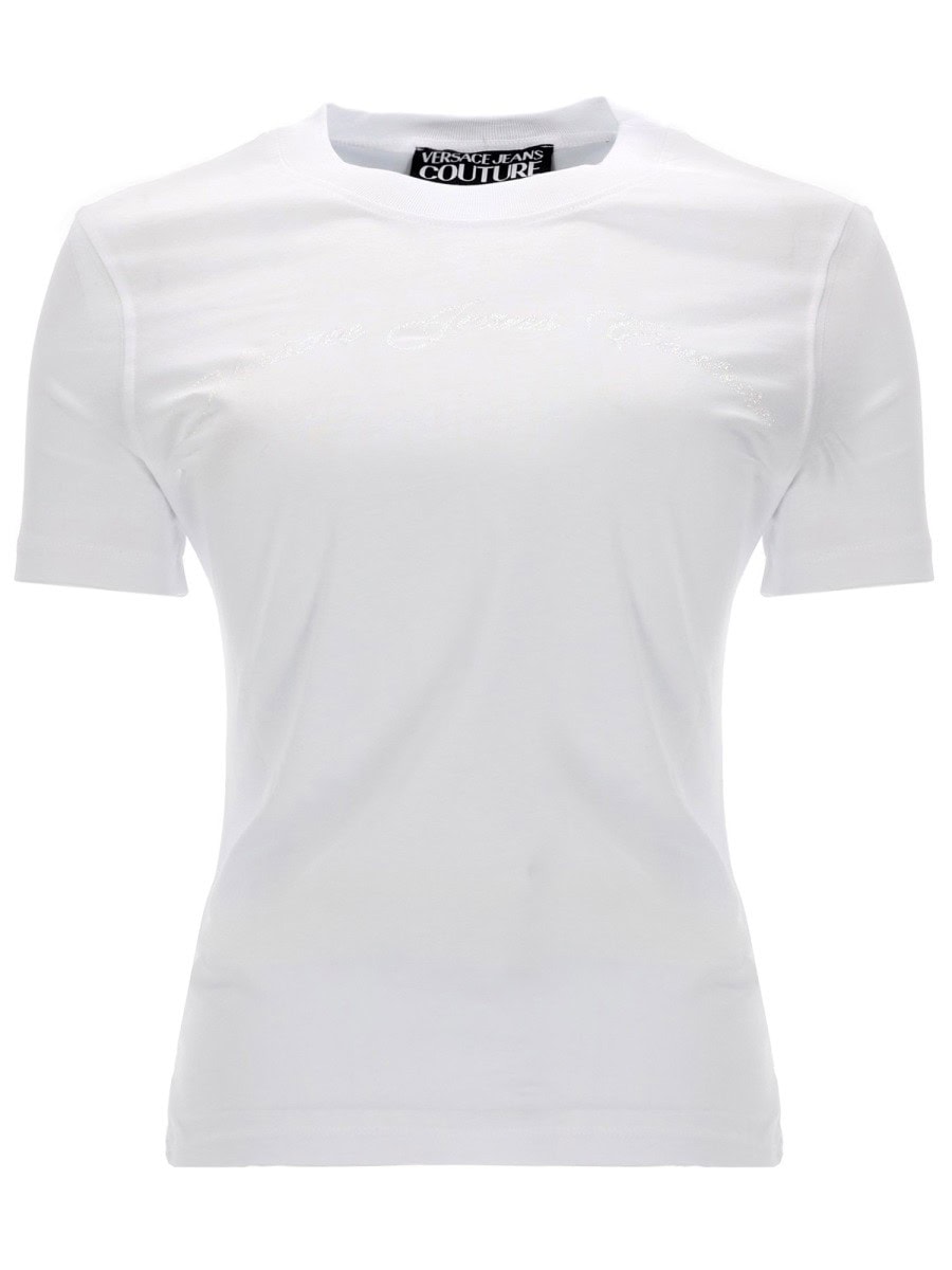 Versace Jeans Couture T-SHIRT CON LOGO GLITTERATO