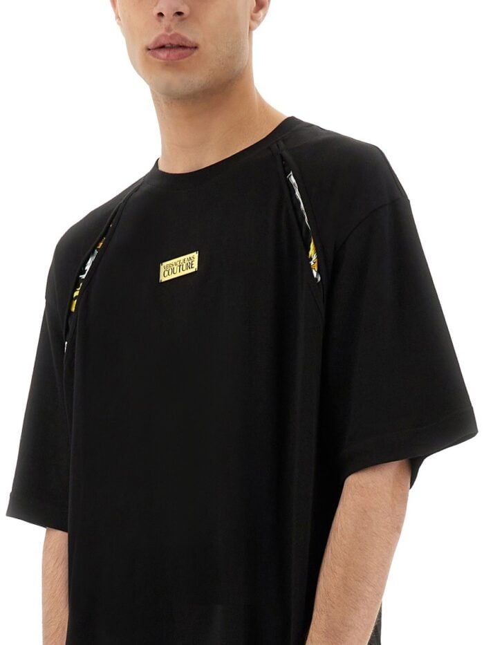 Versace Jeans Couture T-SHIRT WITH BAROQUE OUTLINE INSERTS