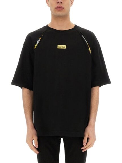 Versace Jeans Couture T-SHIRT WITH BAROQUE OUTLINE INSERTS