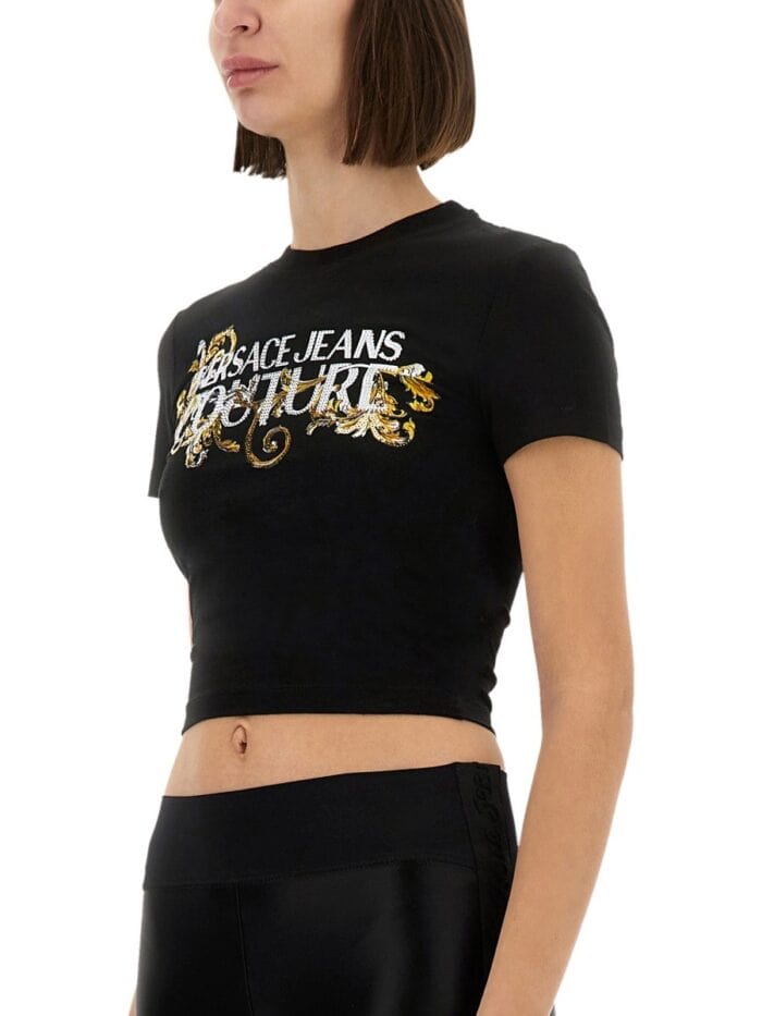 Versace Jeans Couture T-SHIRT WITH CRYSTALS "OUTLINE BAROQUE"