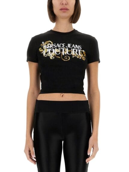 Versace Jeans Couture T-SHIRT WITH CRYSTALS "OUTLINE BAROQUE"