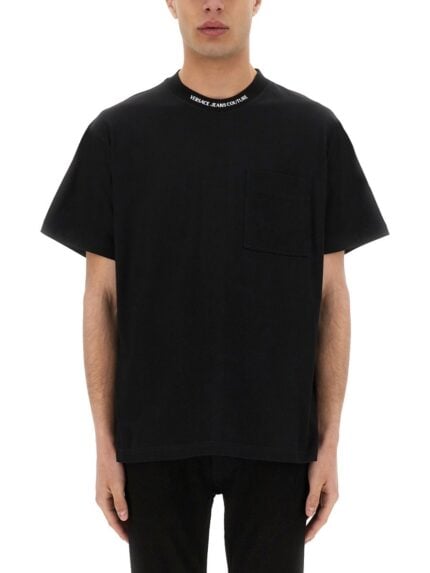Versace Jeans Couture T-SHIRT WITH LOGO ON THE COLLAR