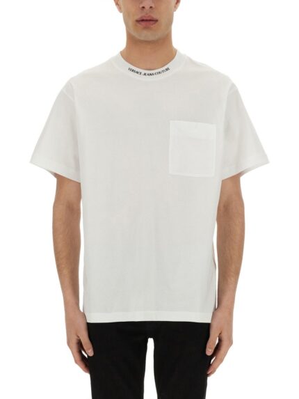 Versace Jeans Couture T-SHIRT WITH LOGO ON THE COLLAR