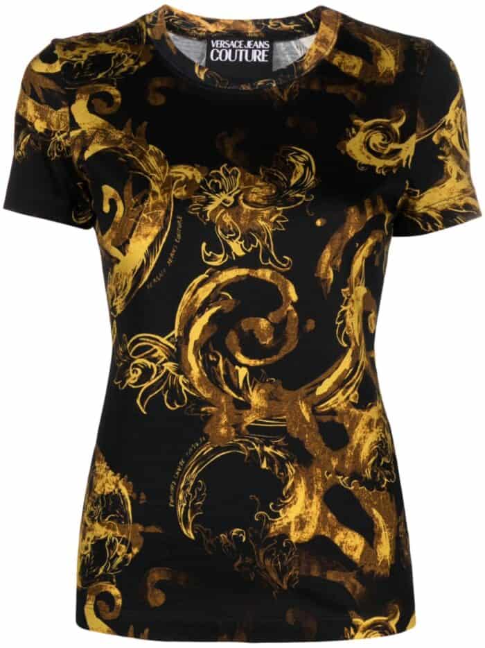 VERSACE JEANS CUTURE Barocco-print Cotton T-shirt