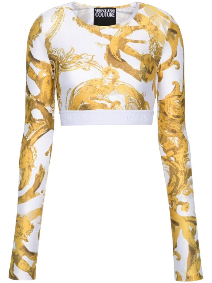 VERSACE JEANS CUTURE Baroque-print Cropped Top