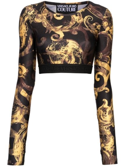 VERSACE JEANS CUTURE Baroque-print Cropped Top