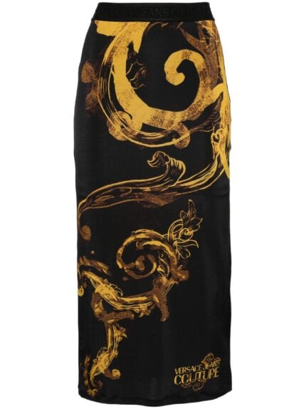 VERSACE JEANS CUTURE Baroque-print Midi Skirt