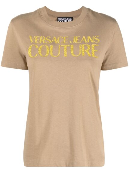 VERSACE JEANS CUTURE Glittered-logo Cotton T-shirt