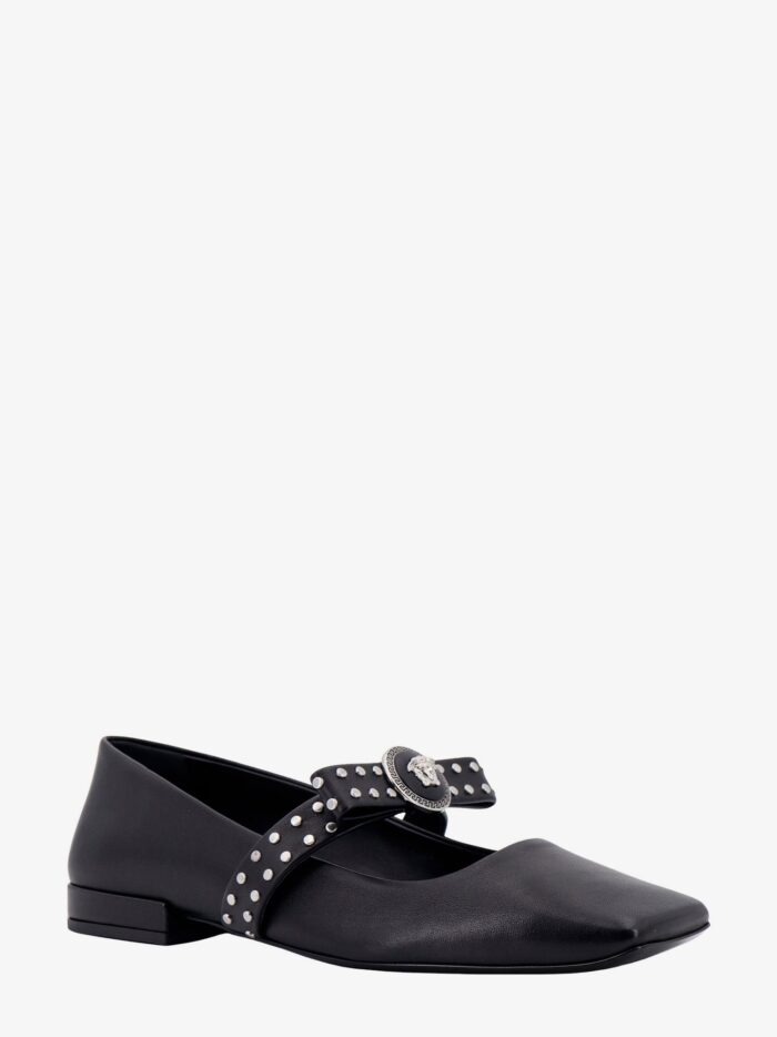 Versace Leather Ballerinas With Frontal Studs