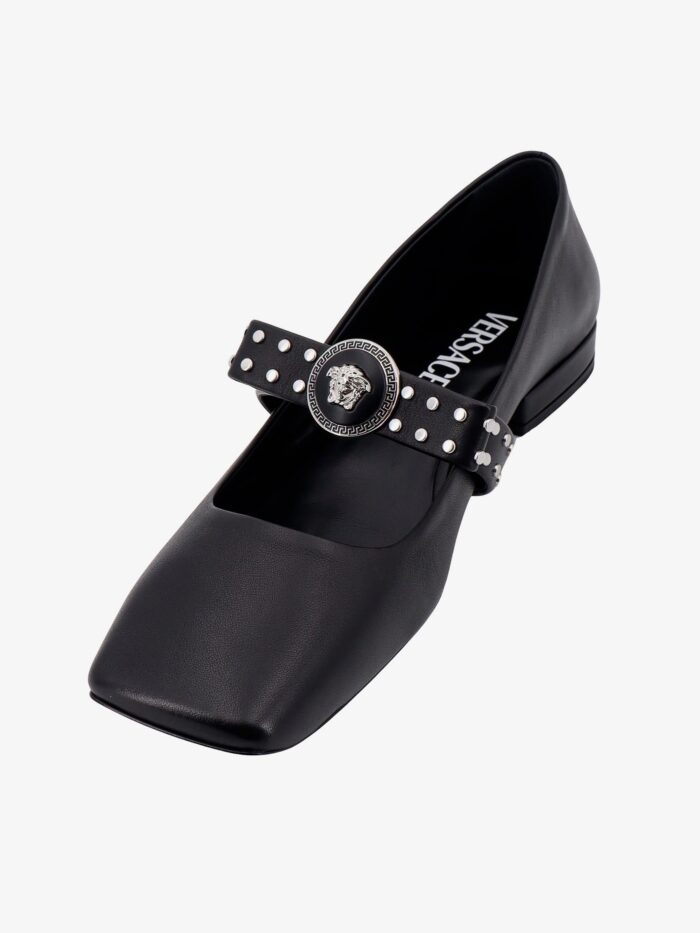 Versace Leather Ballerinas With Frontal Studs