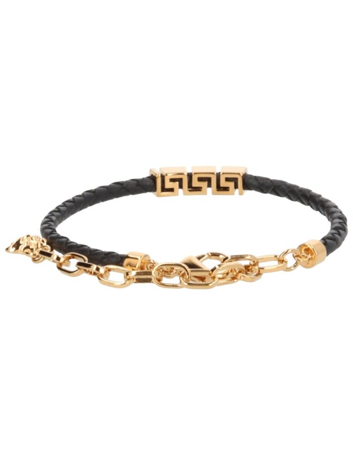 Versace LEATHER BRACELET WITH "GREEK"