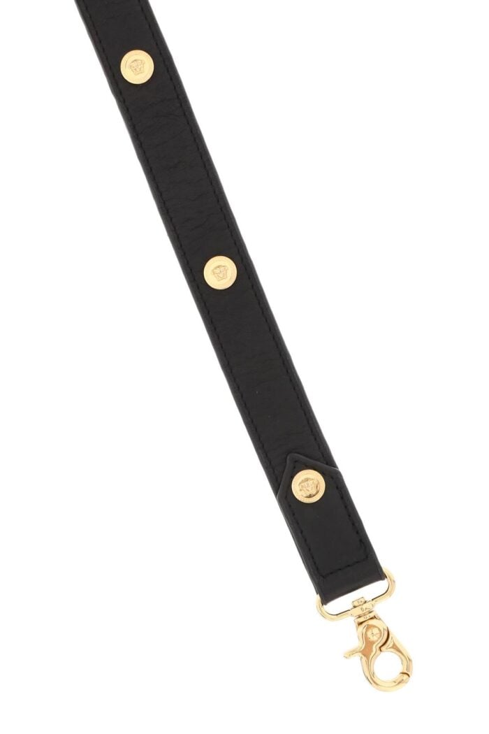 VERSACE Leather Leash With Medusa Studs