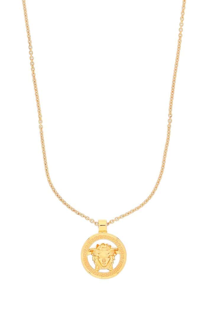 VERSACE Men's Lion Head Round Gold Adjustable Necklace