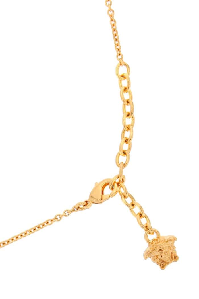 VERSACE Men's Necklace With Round Logo In Gold Metal And Black Resin