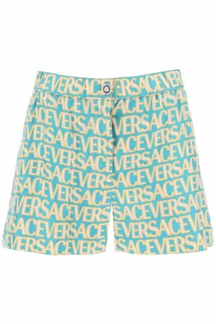 Versace Monogram Print Silk Shorts