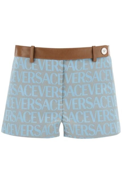 Versace Monogram Shorts With Leather Band