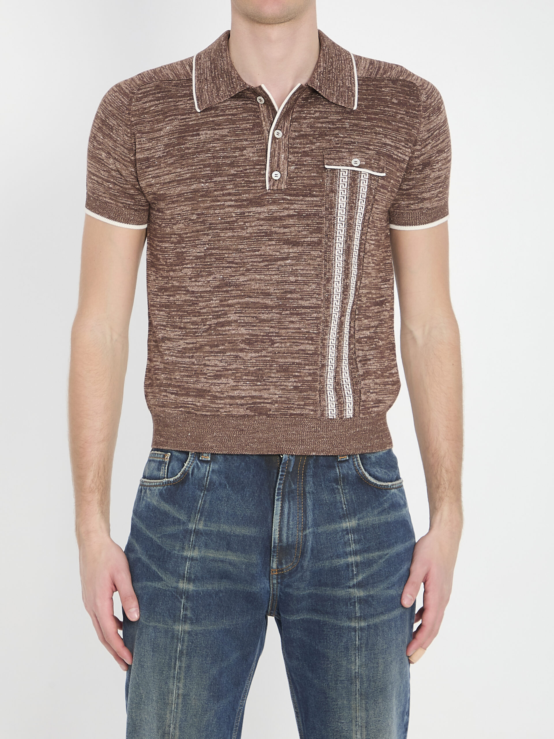 Versace Mouliné knit polo shirt