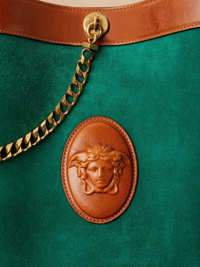 Versace Pivot Suede Bucket Bag