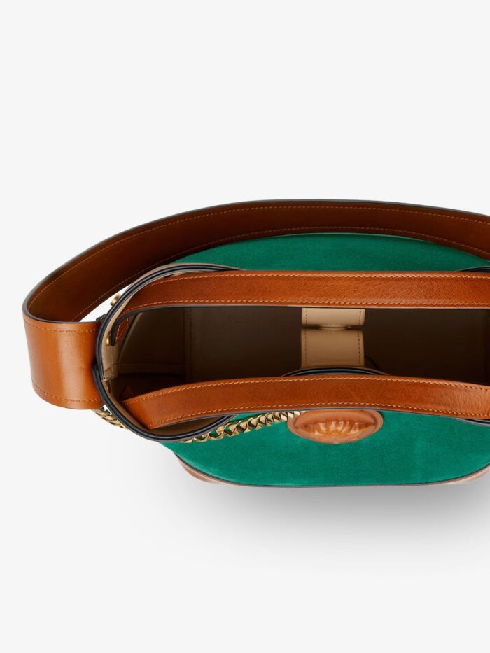 Versace Pivot Suede Bucket Bag