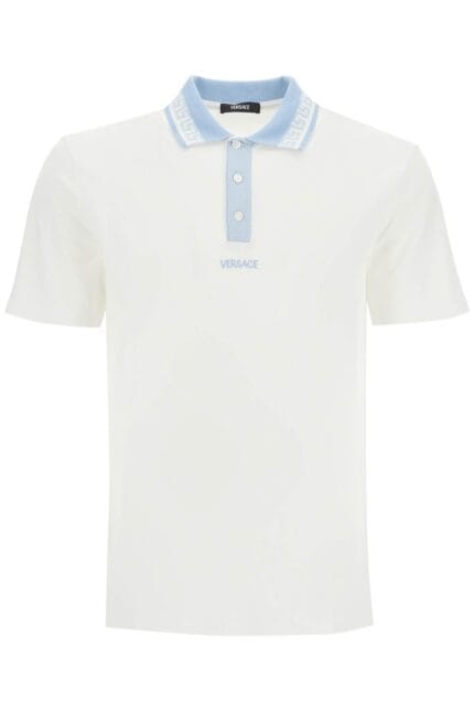 VERSACE Polo Shirt With Greek Motif