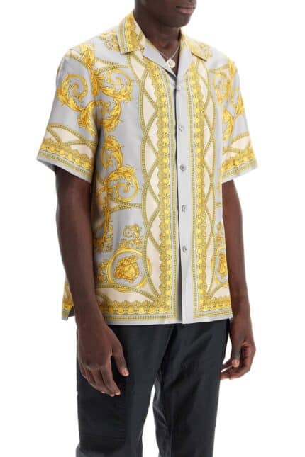 VERSACE 'printed Silk Bowling Shirt From The Gods' Collection