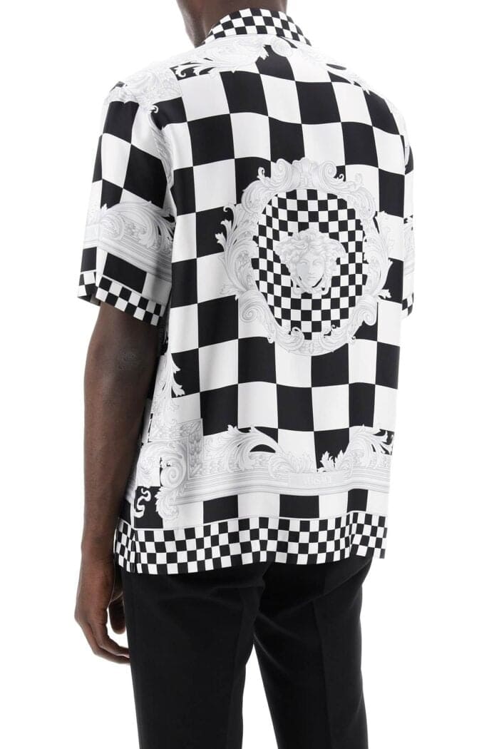 Versace Printed Silk Bowling Shirt In Eight