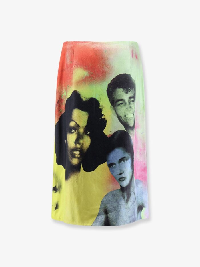 Versace Printed Silk Twill Midi Skirt