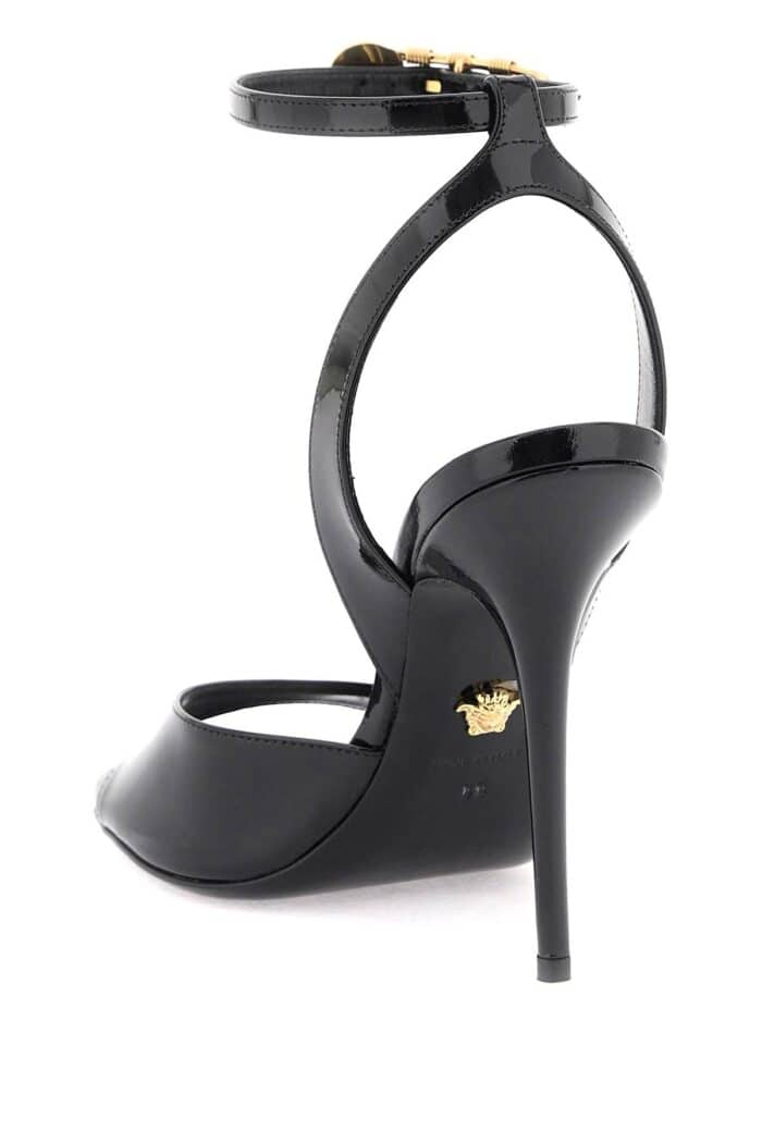 Versace 'safety Pin' Patent Leather Sandals