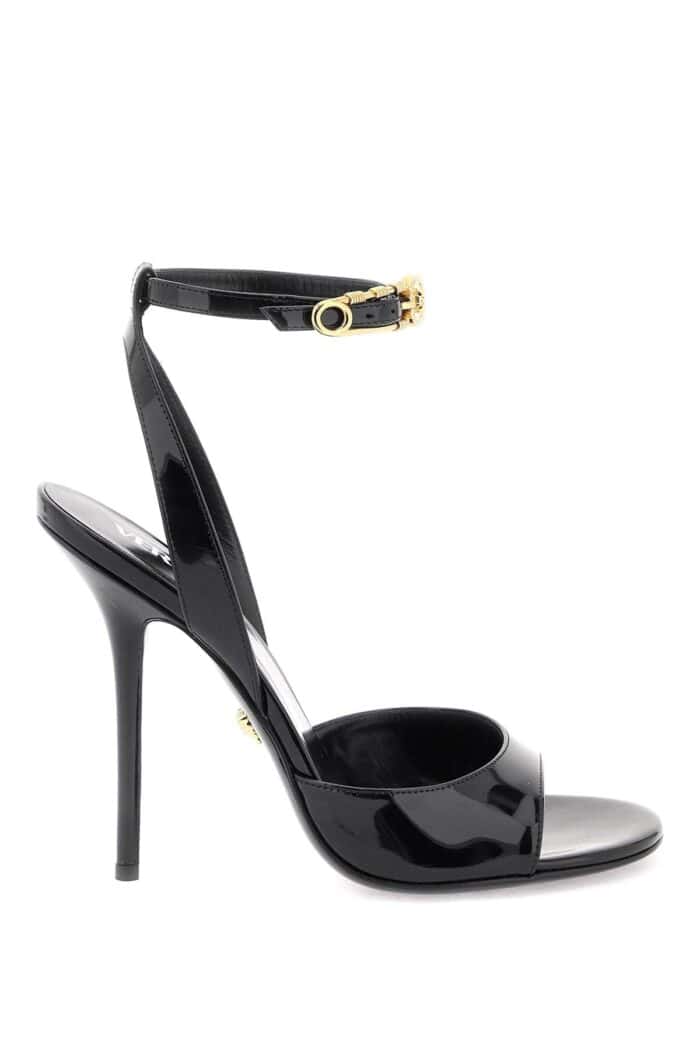 Versace 'safety Pin' Patent Leather Sandals