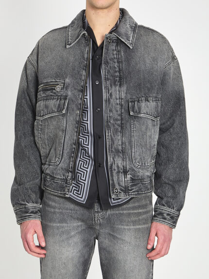 Versace Stone-wash denim bomber jacket