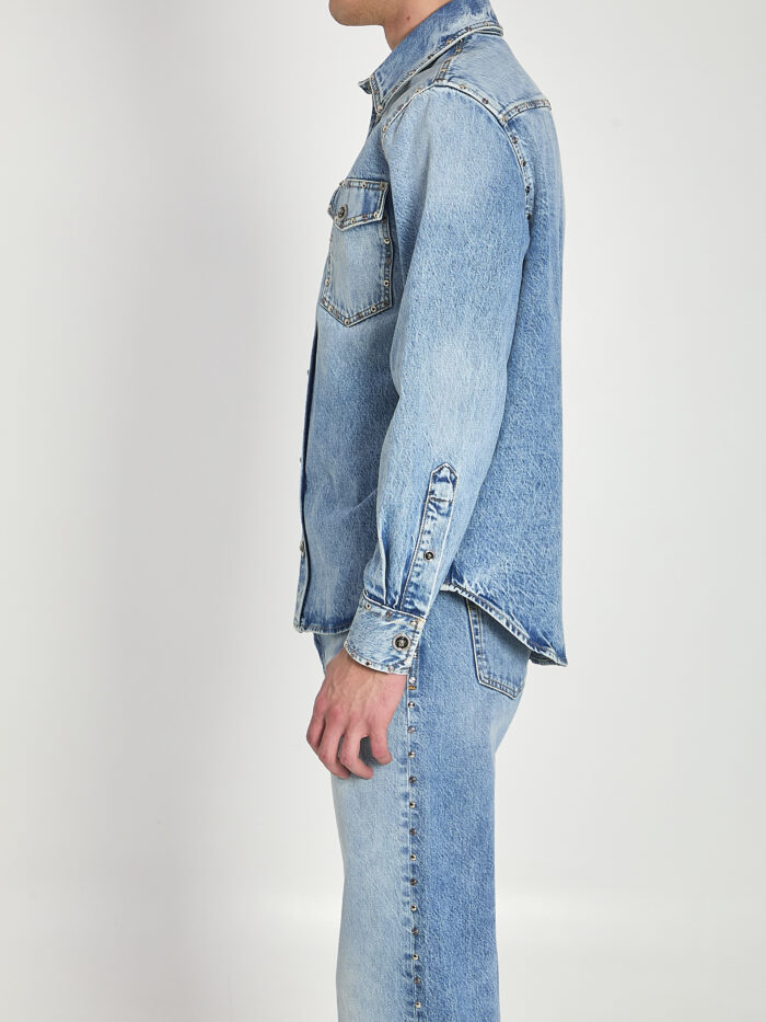 Versace Stone-wash overshirt with studs