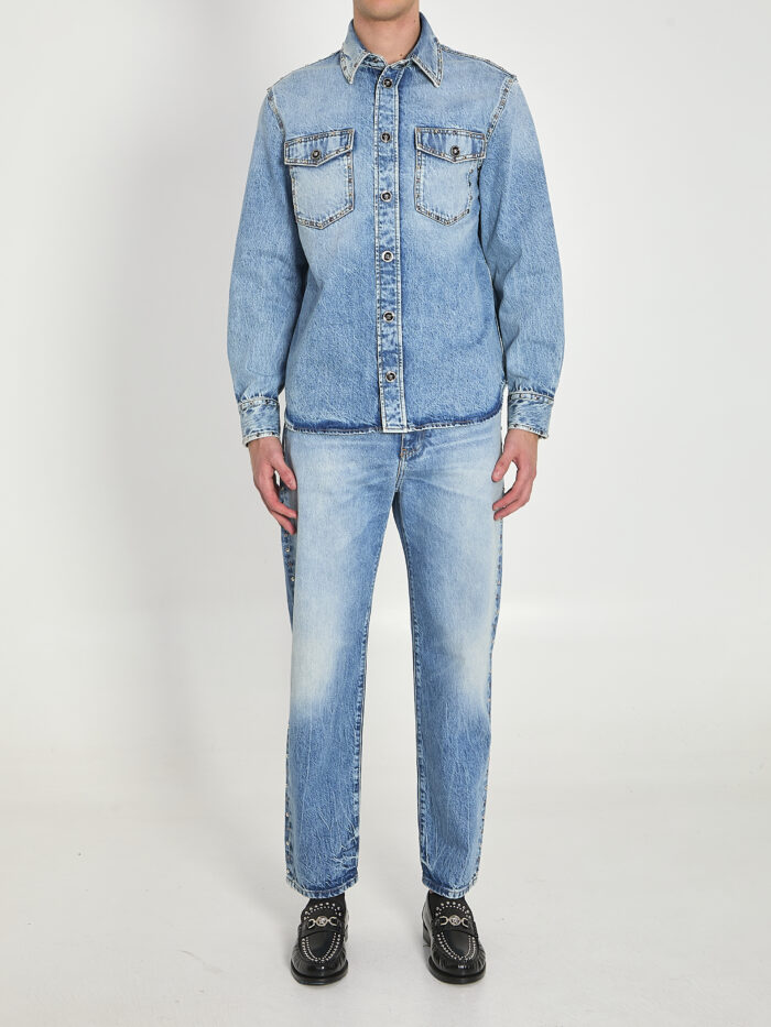 Versace Stone-wash overshirt with studs