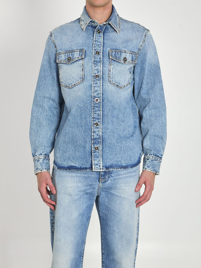 Versace Stone-wash overshirt with studs