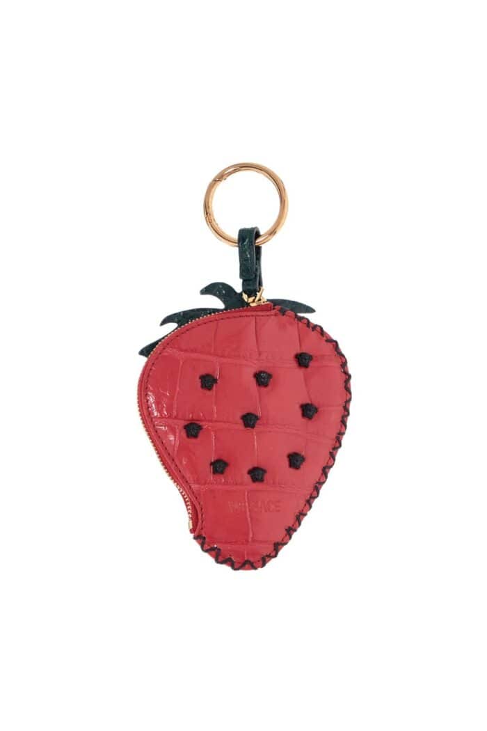 VERSACE Strawberry Charm In Coconut Print Leather