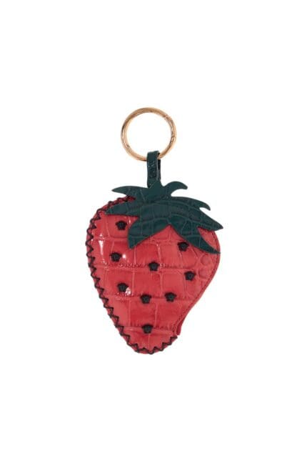 VERSACE Strawberry Charm In Coconut Print Leather