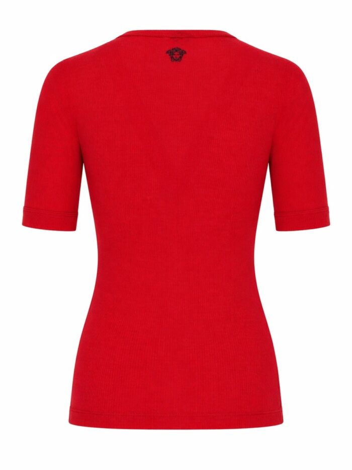 Versace T-SHIRT IN LANA A COSTE CON RICAMO