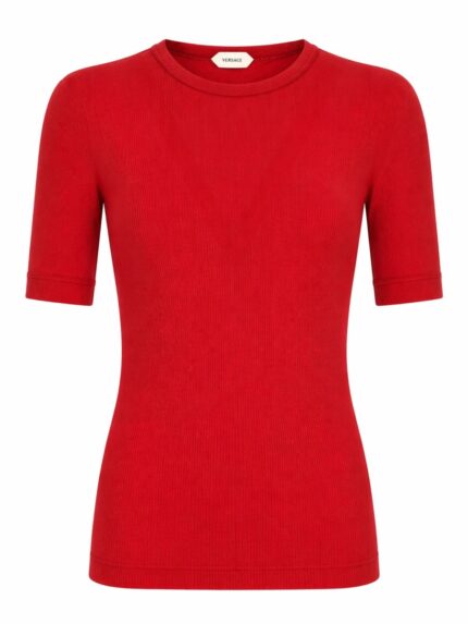 Versace T-SHIRT IN LANA A COSTE CON RICAMO