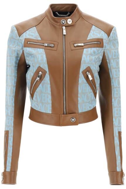 Versace 'versace Allover' Lamb Leather Biker Jacket