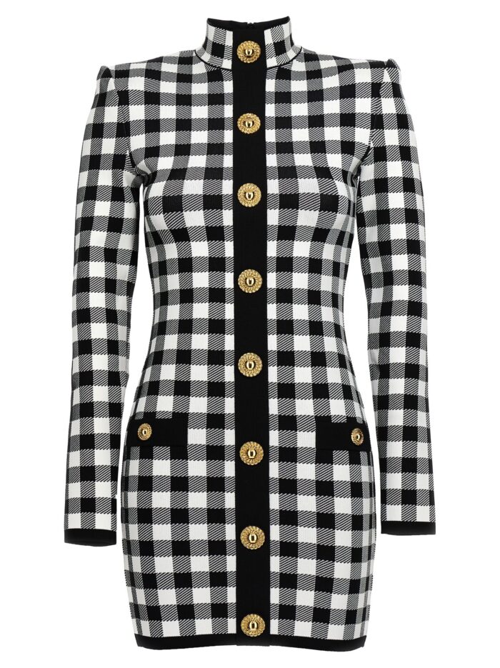 balmain vichy knit dress Balmain Vichy Knit Dress