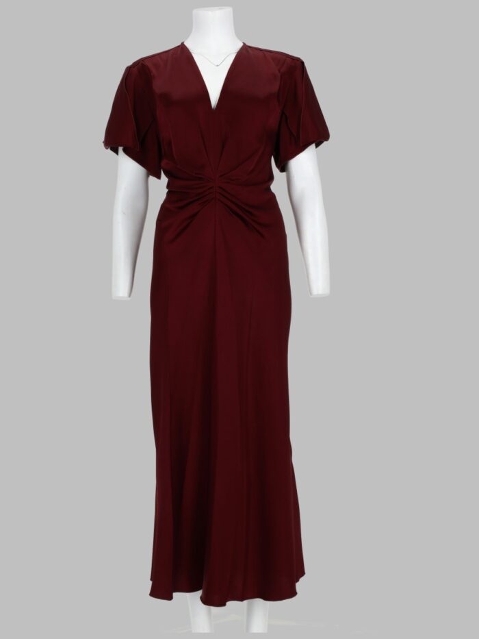 Victoria Beckham ABITO MIDI CON DRAPPEGGIO E SCOLLO A V