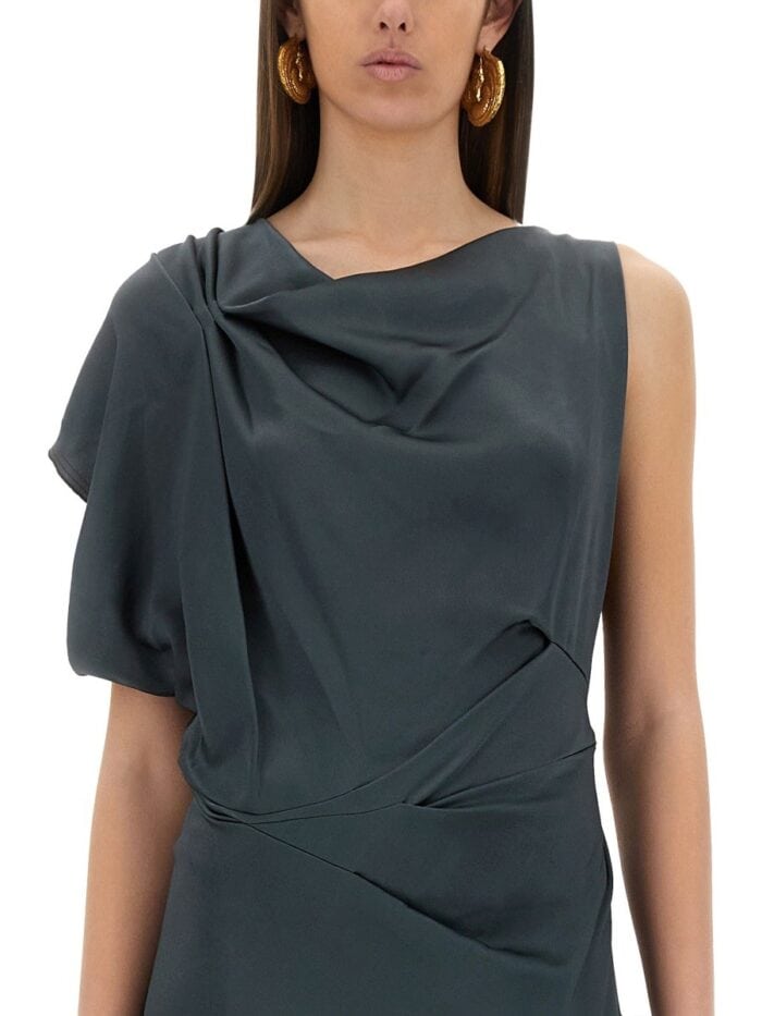 Victoria Beckham ASYMMETRICAL DRAPED MIDI DRESS