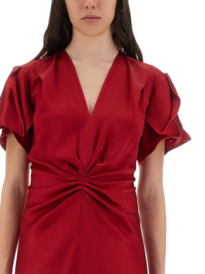 Victoria Beckham V-NECK MIDI DRESS