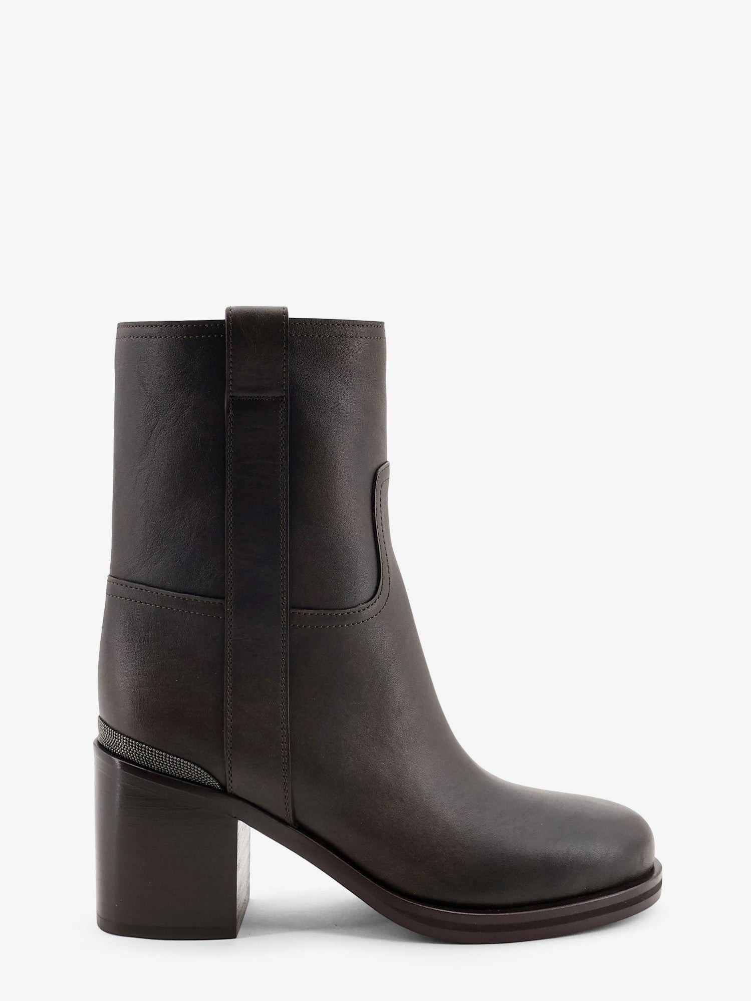 Brunello Cucinelli Vintage Leather Boots With Precious Detail