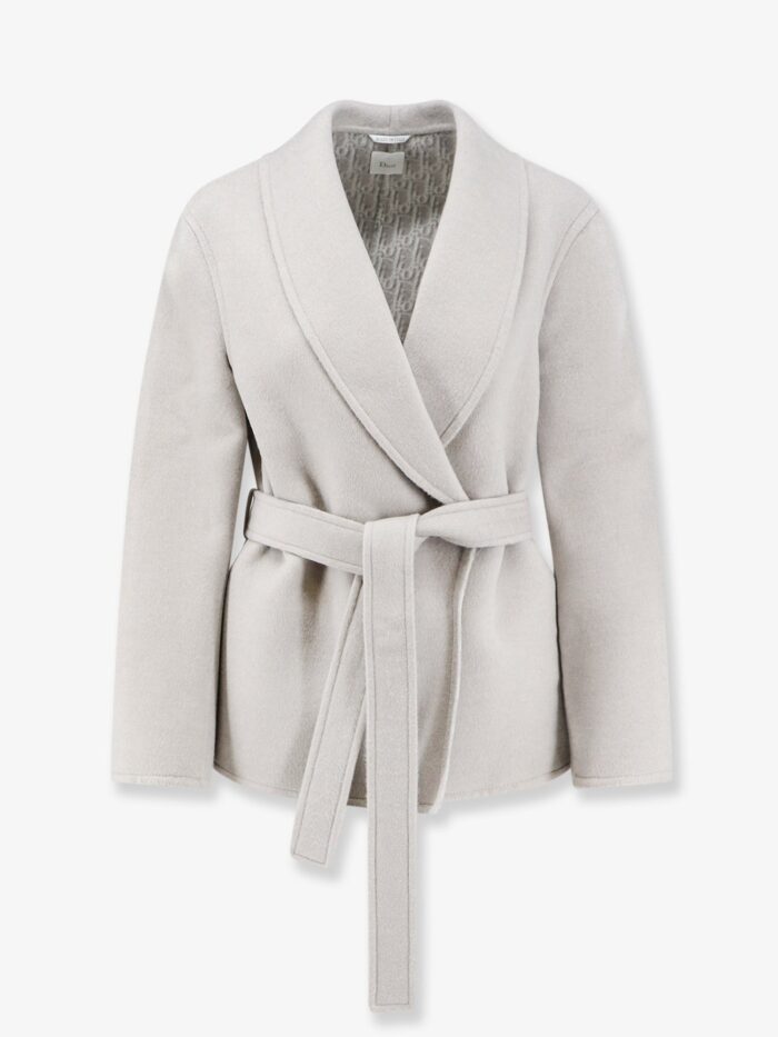 dior virgin wool and silk coat with belt Dior Virgin Wool And Silk Coat With Belt