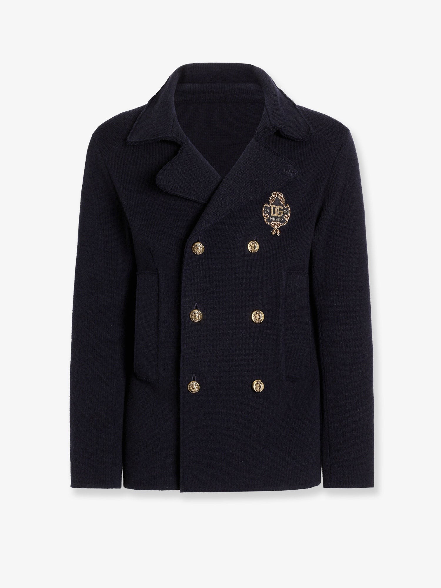 Dolce & Gabbana Virgin Wool Blazer With Iconic Crest