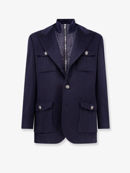 Brunello Cucinelli Virgin Wool Jacket With Internal Padded Vest