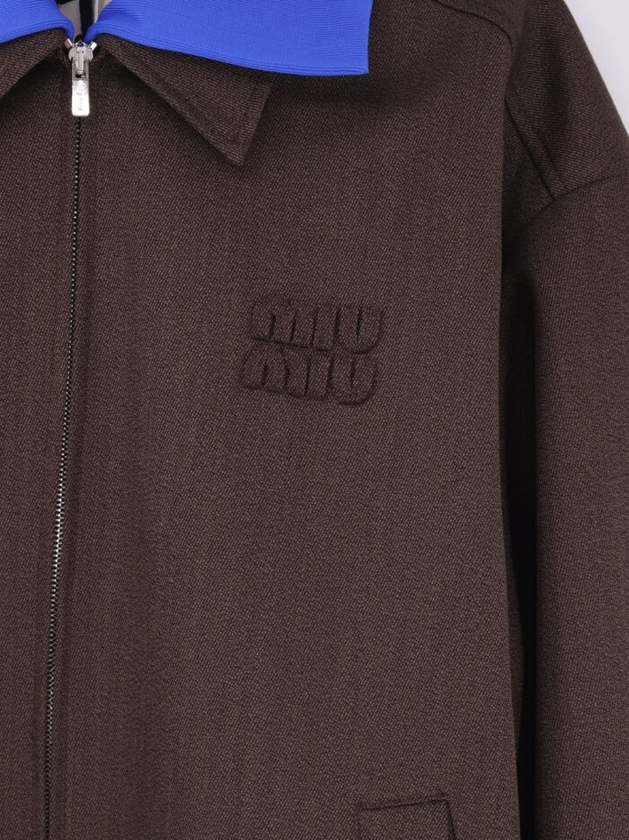 Miu Miu Virgin Wool Jacket With Logo Detail