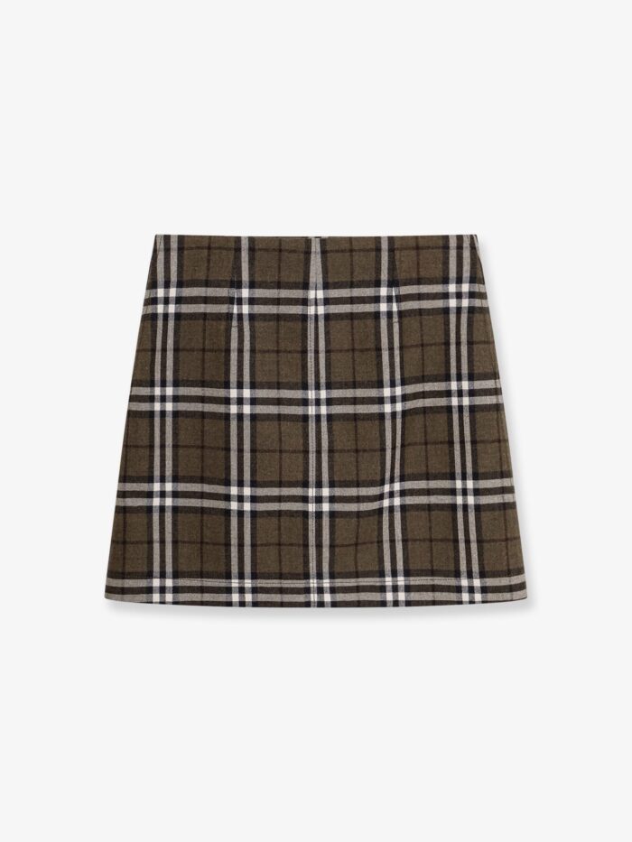 Virgin Wool Skirt With Burberry Check Print